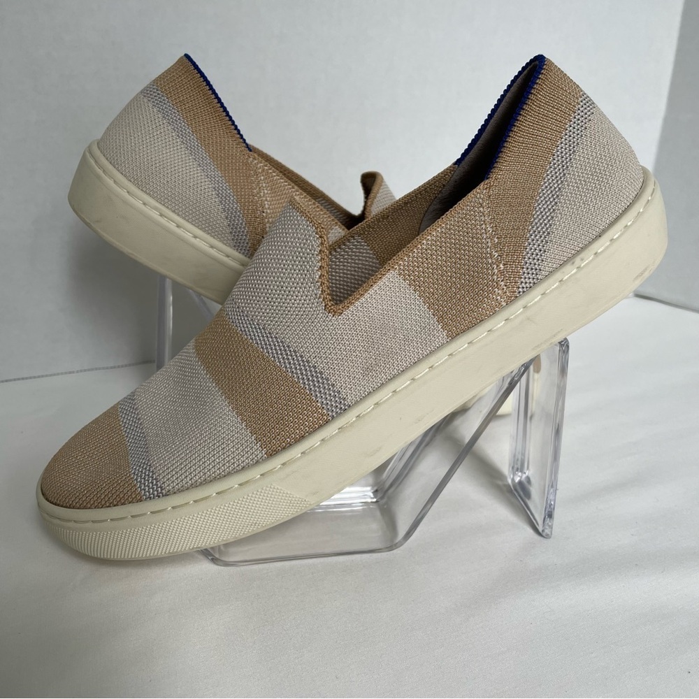 Rothy’s The Sneaker Birch Neutral Stripe Shoes Size 7.5 - Picture 3 of 13